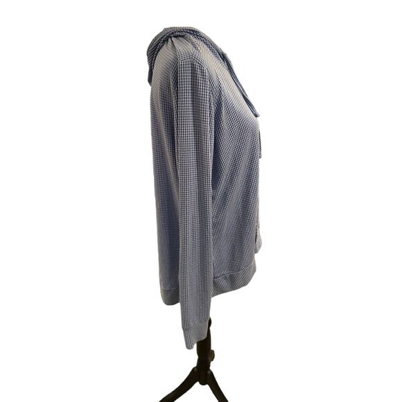 Weatherproof Blue and White checkered Hooded Pull Over Medium - Picture 2 of 3